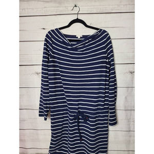 Gap Womens T Shirt Dress Blue White Knee Length Striped Tie Waist Long‎ Sleeve S